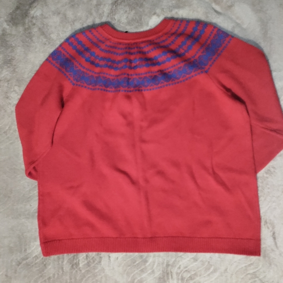 🆕Talbots | Lambswool Fair Isle Holiday Nordic Cardigan Sweater in Red Size 2XP - Picture 6 of 10